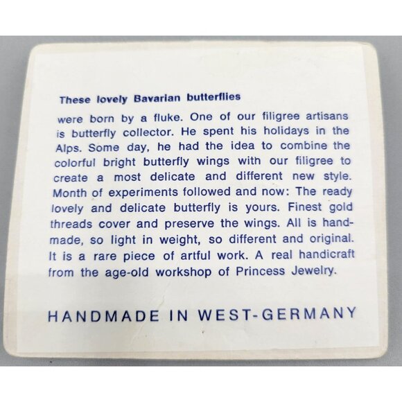 Old World Swallowtail Butterfly Fillagree Brooch Princess Jewelry Co W Germany - Picture 3 of 4